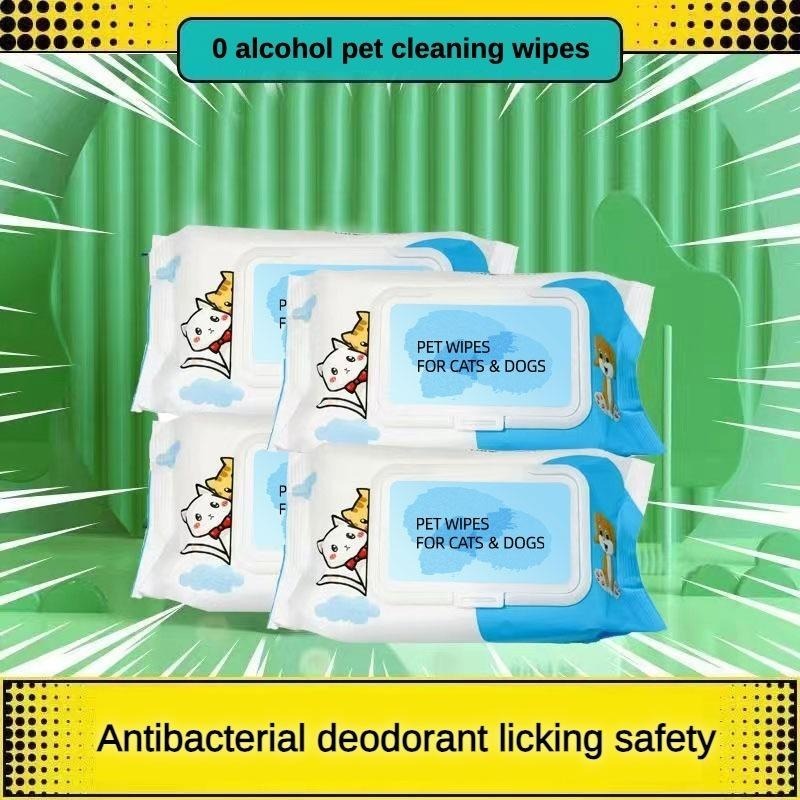 Dog Cat Pet Wet Wipes For Paws And Butt, EarsEyes Plant-based Pet Wipes, Unscented DogWipes, Cleaning Deodorizing, Paw Wipes ForDogs Cats Pets