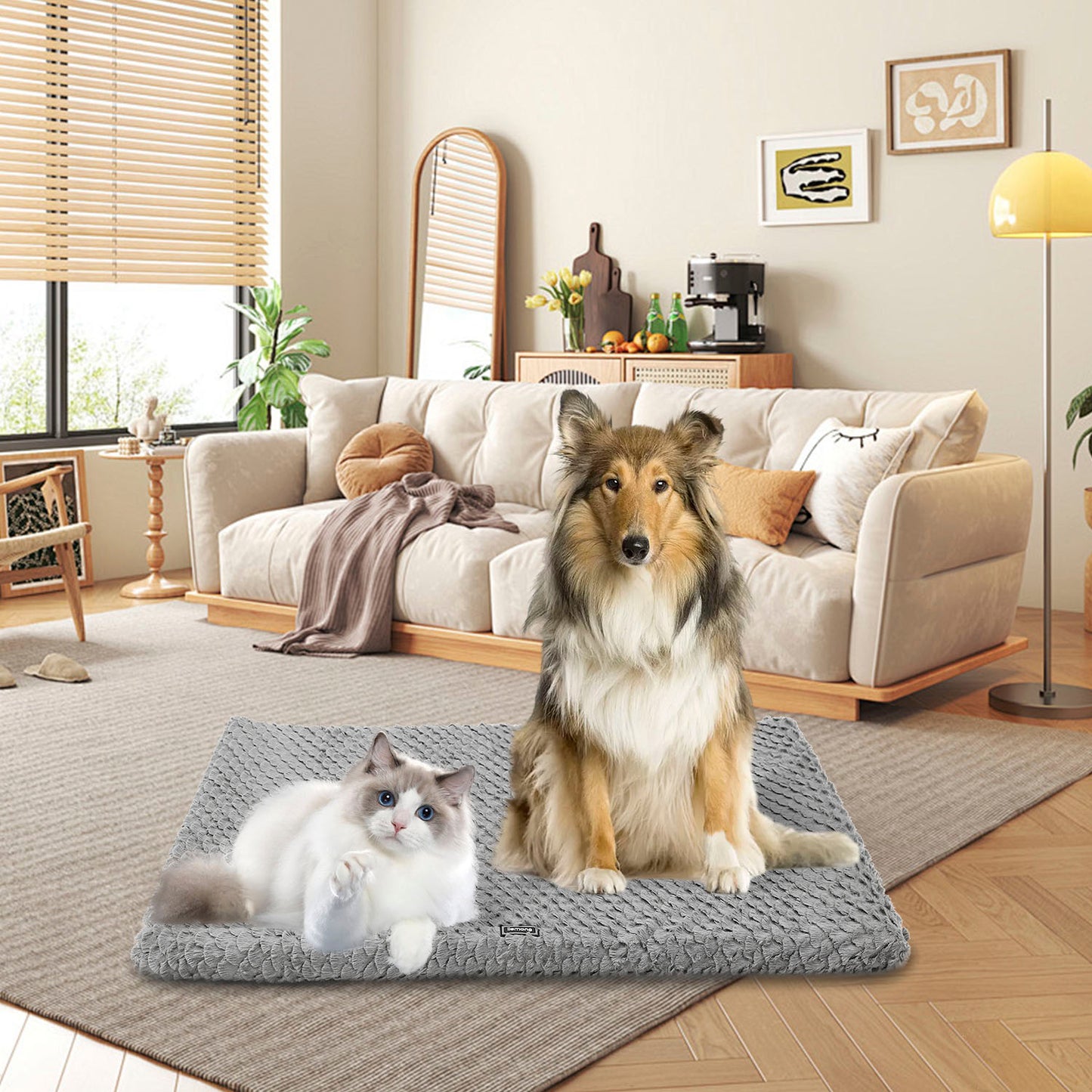 Premium Plush Dog Bed With Removable Washable Cover - All-Season Anti-Slip Pet Mat For Dogs & Cats, Indoor Outdoor Use In Crate, Kennel & Home - Ultra Soft Warmth For Year-Round Comfort