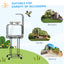 Parrot Stand Large Bird Perch Stand with Toy Hook & 3 Ladders, Parrot Perch, Bird Wooden Stand, Gray