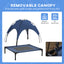 Elevated Portable Dog Cot Pet Bed with UV Protection Canopy Shade, 30 inch, Dark Blue