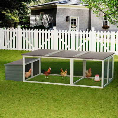 20.93ft Large Wooden Chicken Coop Outdoor Hen House With Nesting Box & Weatherproof Asphalt Roof, Walk-in Poultry Cage With Secure Locks, Metal Mesh Run For Back Yard Farm Use