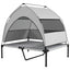 Elevated Dog Bed with Removable Canopy, Portable Outside Raised Pet Cot with Cooling Pad, Storage Bag, 36" x 29.5" x 35"