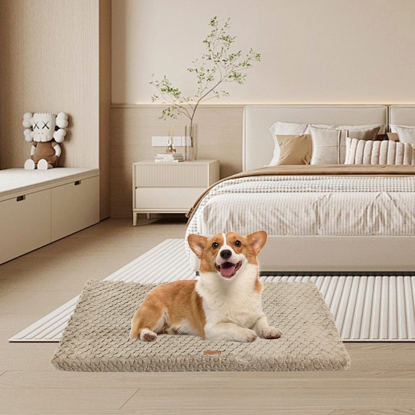 Premium Plush Dog Bed With Removable Washable Cover - All-Season Anti-Slip Pet Mat For Dogs & Cats, Indoor Outdoor Use In Crate, Kennel & Home - Ultra Soft Warmth For Year-Round Comfort