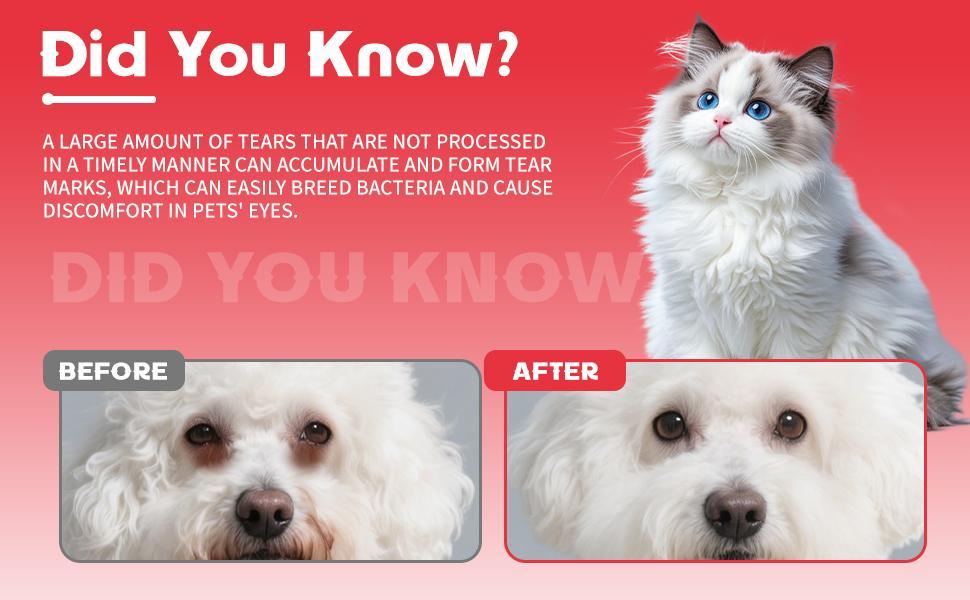 Pet Tear Stain Removal Powder - Natural And Gentle Formula, Eye And Fur Care, Tear Stain Removal And Brightening, An Essential Product For Pet Eye Cleaning.