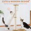 Medium-sized Two-layer Sisal Cat Scratching Post, Indoor Cat Interactive Toy, Wooden Ball Lane Hanging Ball For Kittens.