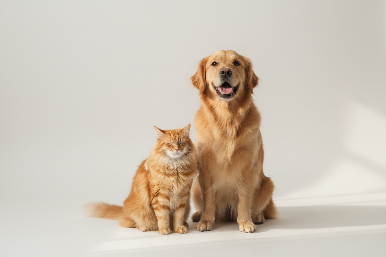 Happy dog and cat